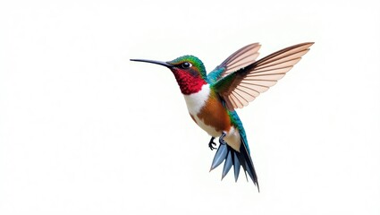 Fototapeta premium Painting of a Hummingbird. Image set against a white backdrop.