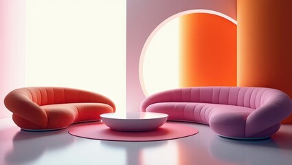 Furniture arrangement set against a bright white backdrop.