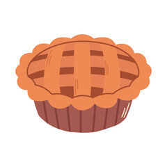 Classic traditional apple or berry pie. Checkered delicious homemade cake for bakery, pastry, food, restaurant, menu concept. Vector illustration isolated on transparent background.