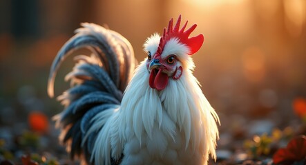 The Silkie rooster has an attractive appearance and a humorous expression.