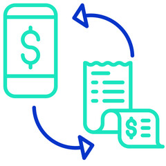mobile e payment outline dual color icon