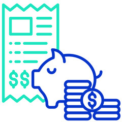 Investment invoice outline dual color icon
