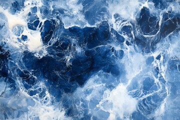 Obraz premium Deep Blue Ocean Water Abstract Surface with White Foam Texture