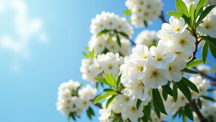 Majestic white flowering tree in the spring season.