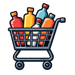 shopping cart full of groceries