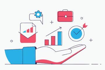 Skill, work experience or ability development, expertise success, leadership or communication to success, learning skills, wisdom concept, businessman hand hold multiple skills set to achieve success.