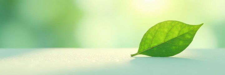 Fototapeta premium Single leaf, soft light, subtle shadows, clean background , backdrop, color, single