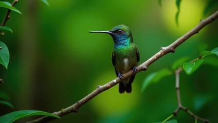 Fototapeta premium Talamanca or admirable hummingbird (Eugenes spectabilis) is a sizable species found from Costa Rica to Panama.