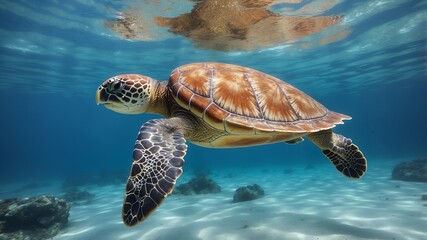 Fototapeta premium sea turtle swimming in the sea