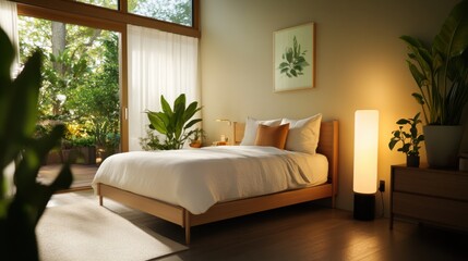 Modern Bedroom with Garden View