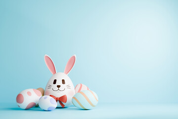 Easter concept with Easter eggs and bunnies and this legendary story.3d illustrations