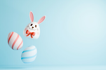 Easter concept with Easter eggs and bunnies and this legendary story.3d illustrations