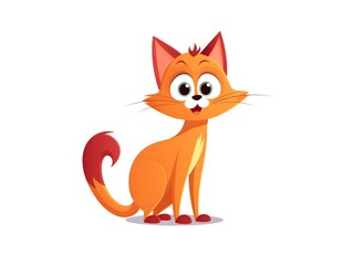 Obraz premium Cute Cartoon Cat with Big Eyes in Isolated Clipart
