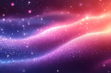 Obraz premium Glittering Abstract Wave with Bright Particles in a Colorful Cosmic Scene