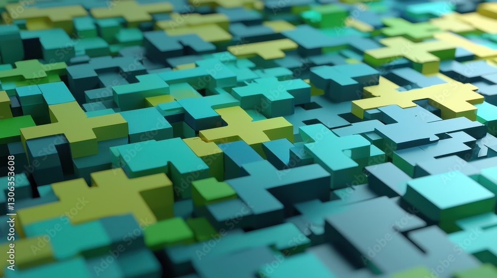 Aufkleber abstract colorful geometric pattern with 3d blocks and shapes