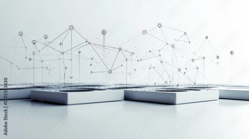 Leinwandbilder minimalist business concept showcasing interconnected data points and networks, symbolizing innovati