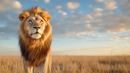Majestic lion, savanna sunset, wildlife photography, nature documentary