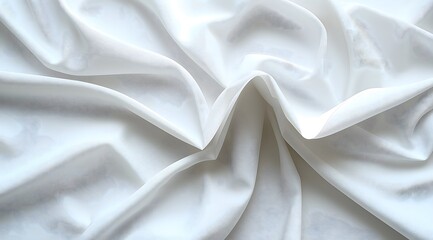 Obraz premium Soft White Fabric with Elegant Folds and Wrinkles – Minimalist Background for Texture, Design, and Branding Concepts 