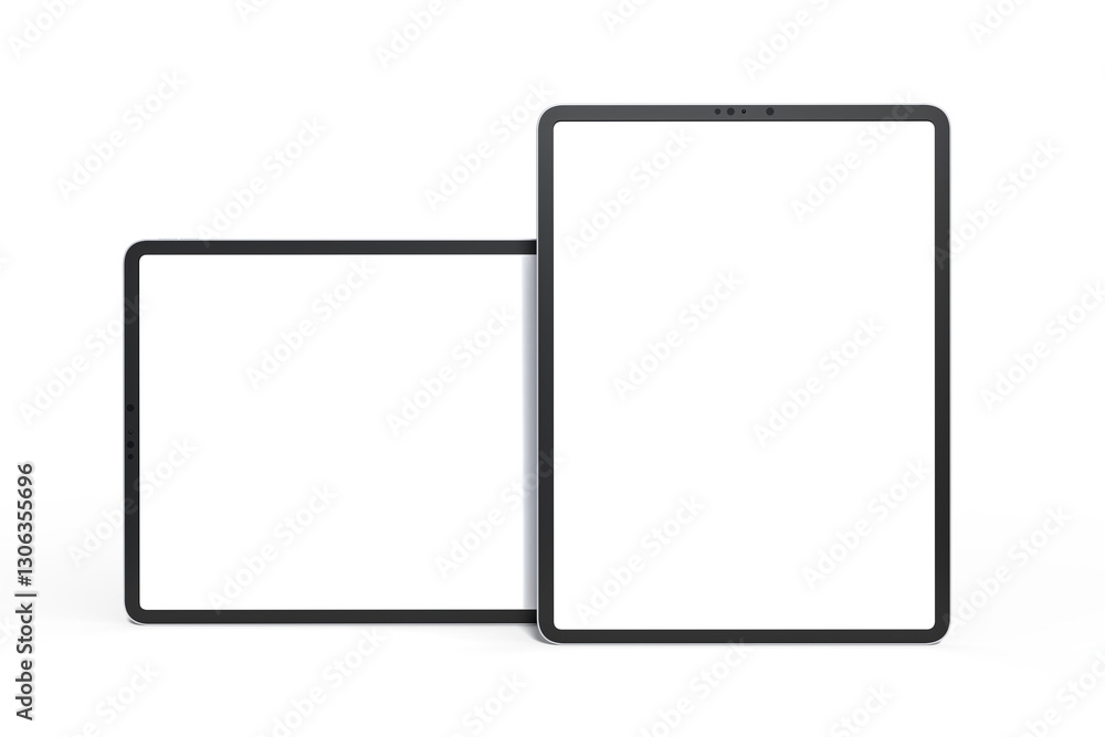 Fototapete 3d realistic modern tablet digital device mockup front view with blank screen and shadow isolated on