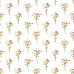 Seamless background, floral pattern with watercolor flowers. Repeat fabric wallpaper print texture. Perfectly for wrapped paper, backdrop.
