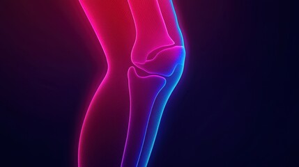 Obraz premium Colorful Neon Illustration of Human Knee Joint Anatomy