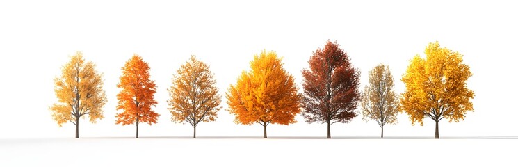 Autumn Trees Gradient Fall Colors Isolated