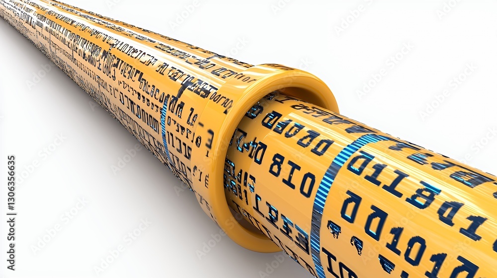 Poster abstract data flow through yellow pipe 3d render
