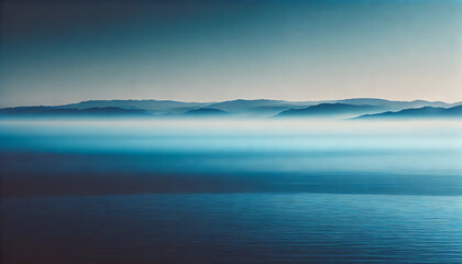 Fototapeta premium A serene ocean scene with deep blue waters extending into the horizon