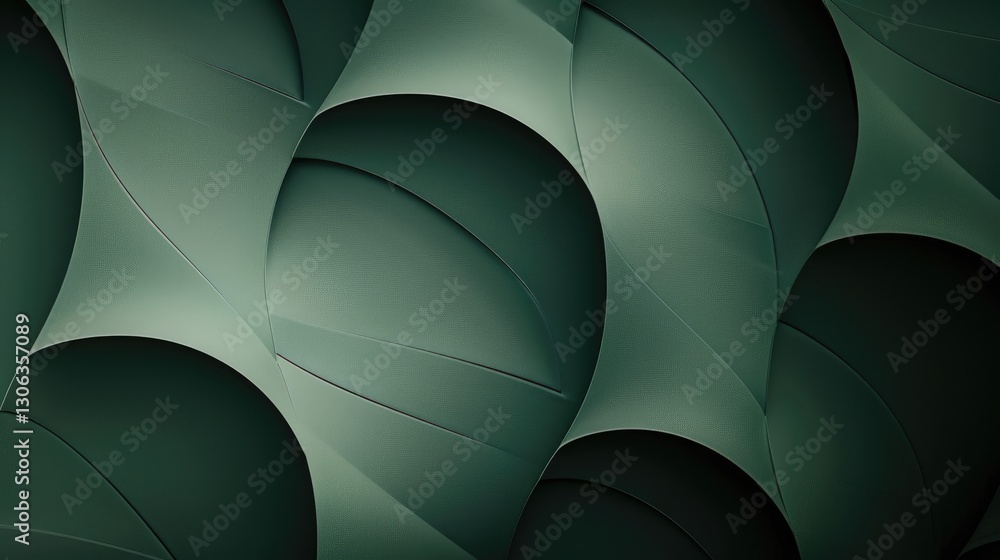 Poster abstract green geometric pattern with layered shapes. digital artwork of 3d rendering with dark gree