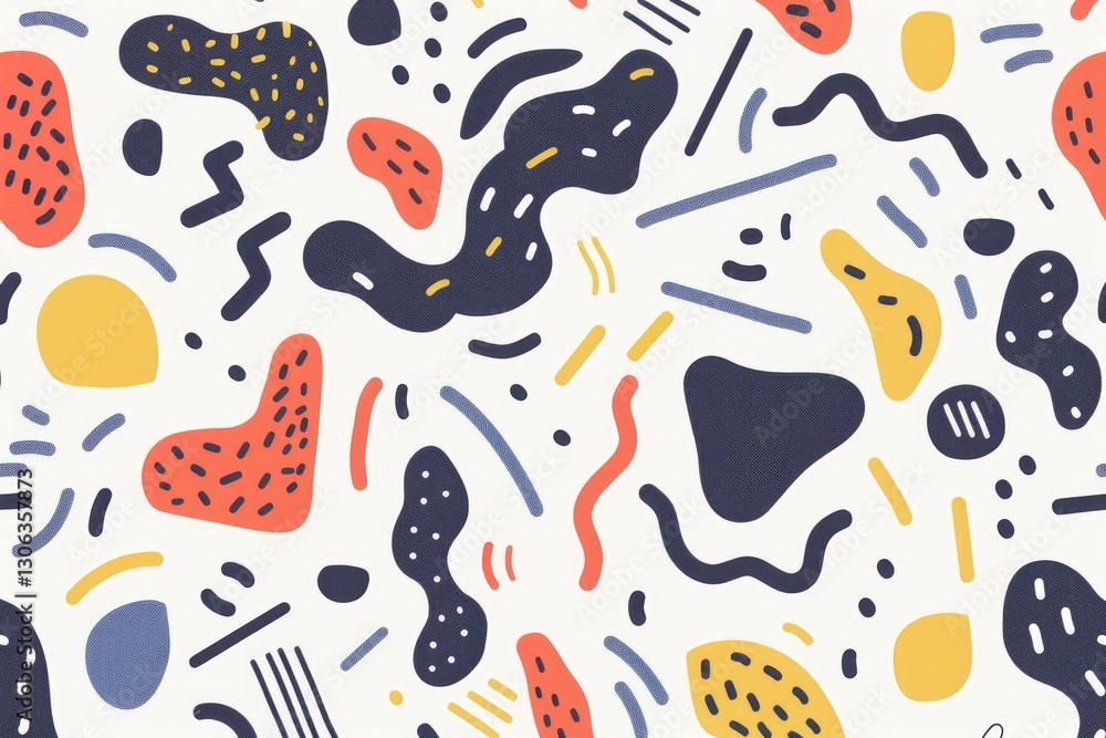 Aufkleber abstract pattern with black, orange, and red shapes on a light background. background image of geome