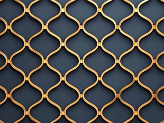 Fototapeta premium A decorative patterned wall featuring intertwining golden shapes against a dark background, creating a stylish and elegant look.