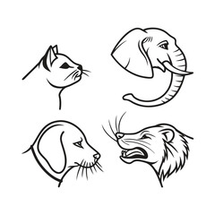 animal head editable line icons