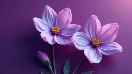 Delicate Lavender Blooms on a Rich Purple Background, a Study in Subtle Beauty and Tranquil Elegance