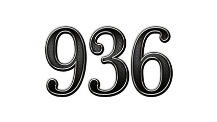 black metal 3d design of number 936 on white background.