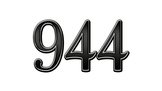 black metal 3d design of number 944 on white background.