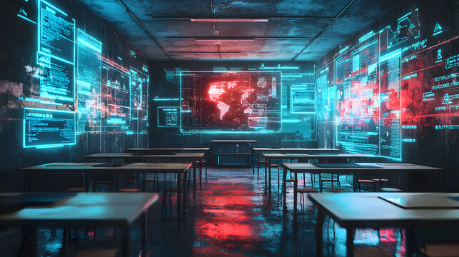 Enhancing learning experience holographic classroom photostock immersive environment digital perspective education technology