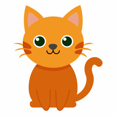 Cute cat vector on white background.