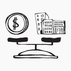 Finance and business icon doodle, illustration vector