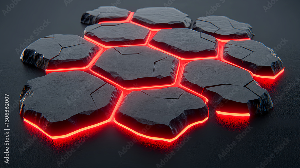 Poster luminous hexagonal patterns futuristic concept art digital environment abstract viewpoint