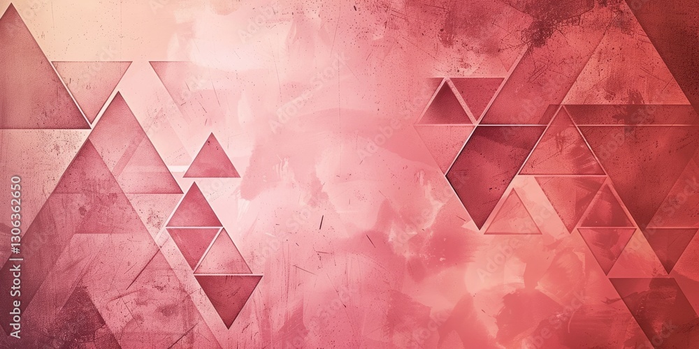 Poster abstract composition with pastel-colored triangles on a beige background. background image of triang