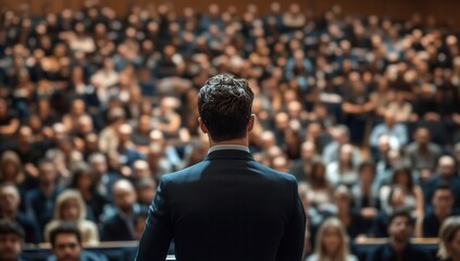Man giving a speech at a conference