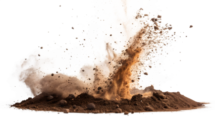 soil explosion effects isolated on white background