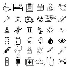 Medicine And Healthcare Icon Set. pill icon set. Medicament and pharmaceutical symbol. medical design element.