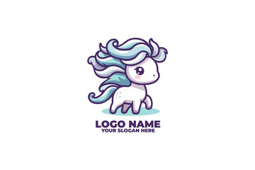 cute horse with flowing mane and tail Logo