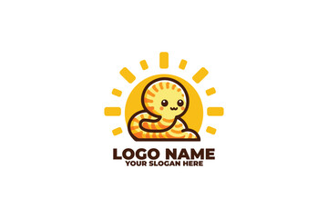 chibi style snake with a sun Logo