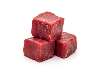 Trendy three pieces of red meat stacked on top of each other with festive shapes and vibrant hues, perfect for posters and banners