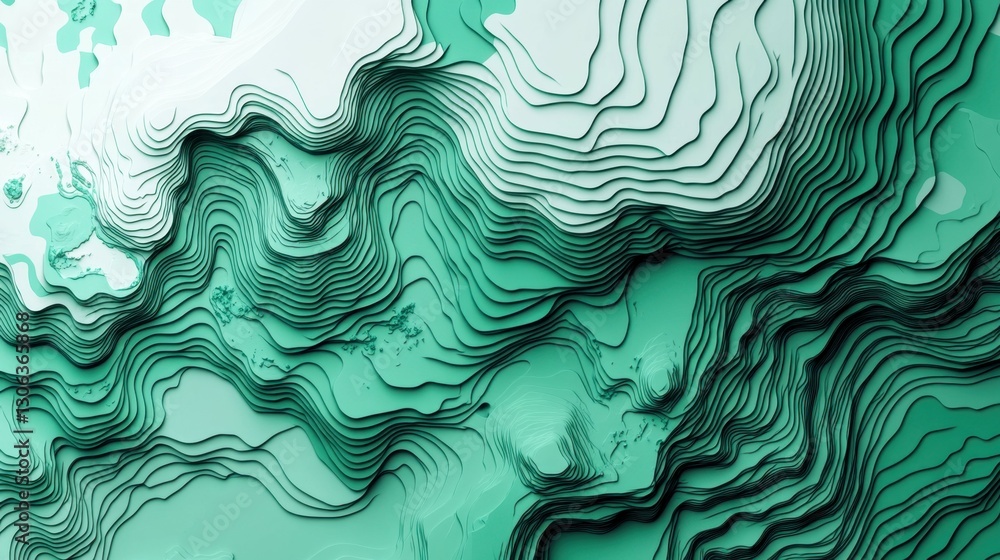 Aufkleber topographic contour map with geographic line map on abstract white wave paper background. modern ill