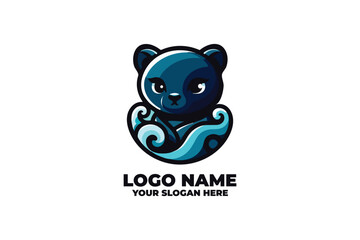 Chibi logo Panther with Ocean