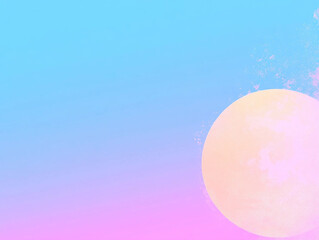 Stunning a pink and blue sky with a white moon in the middle, background