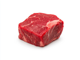 Elegant a piece of red meat on a white background with futuristic shapes and soft gradients, great for luxury branding